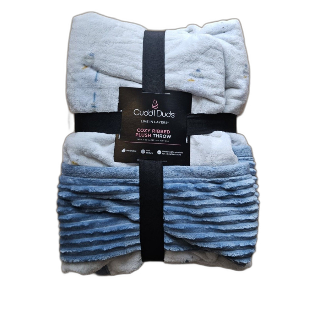 NEW Cuddl Duds Snowman Cozy Ribbed Plush Throw 50" x 60"